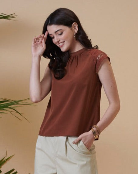 Brown Cinched Top