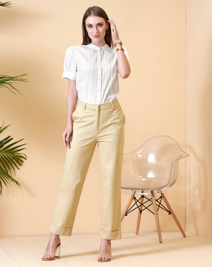 Beige Ankle Trousers