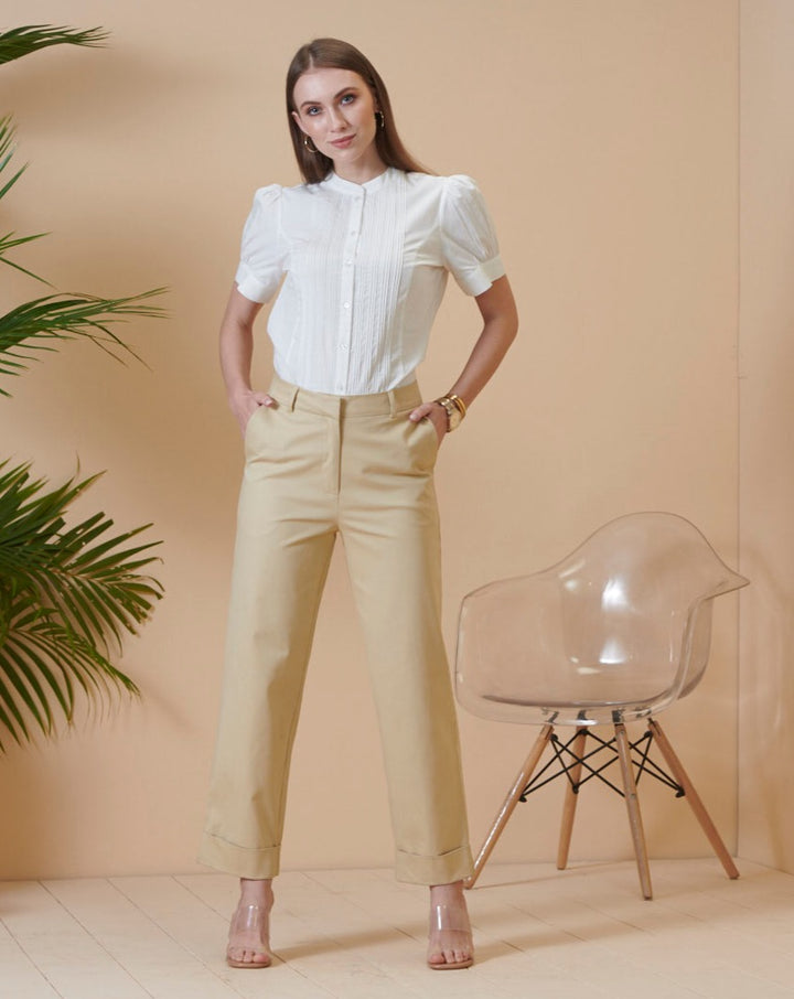 Beige Ankle Trousers