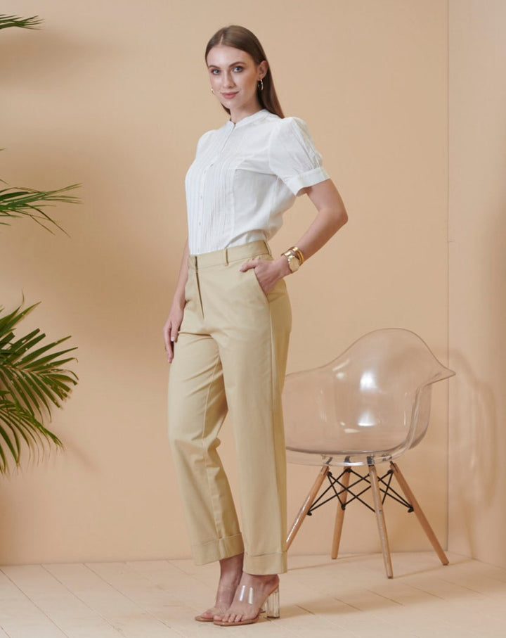 Beige Ankle Trousers