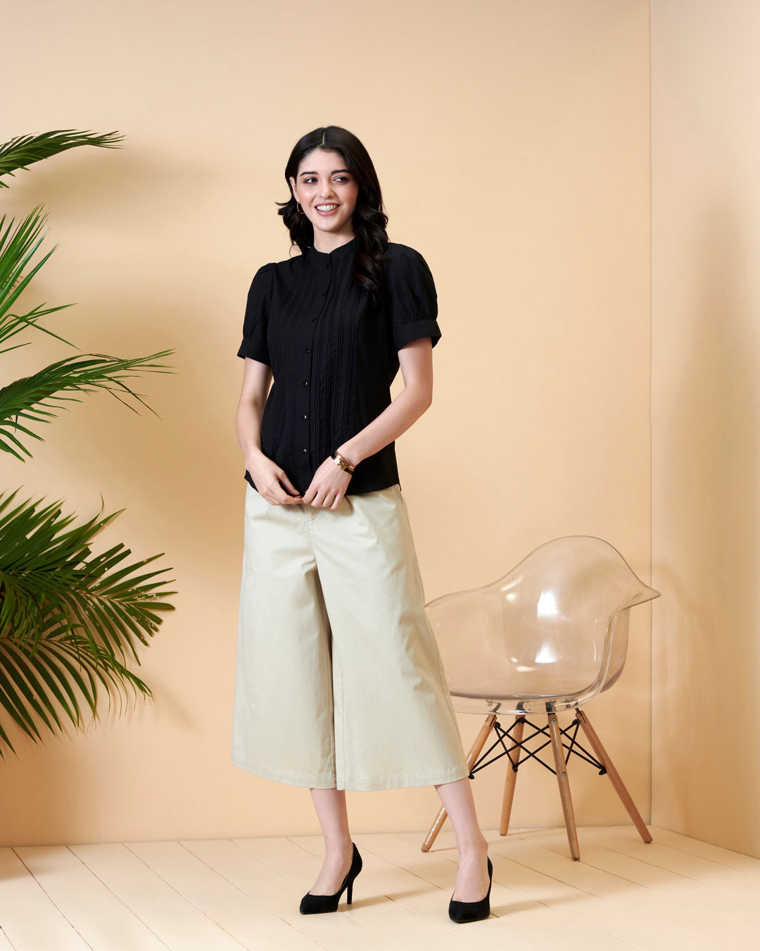 Black Pin-Striped Top