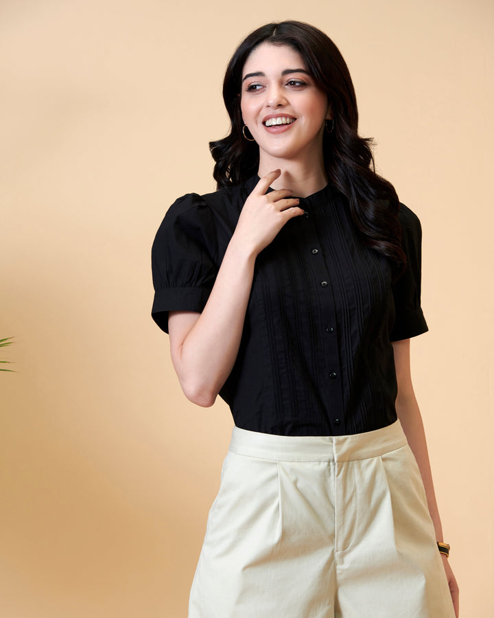 Black Pin-Striped Top