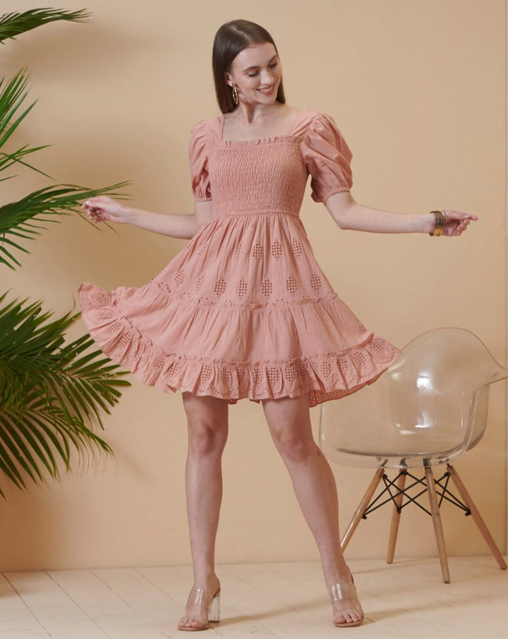 Schiffli Coral Dress