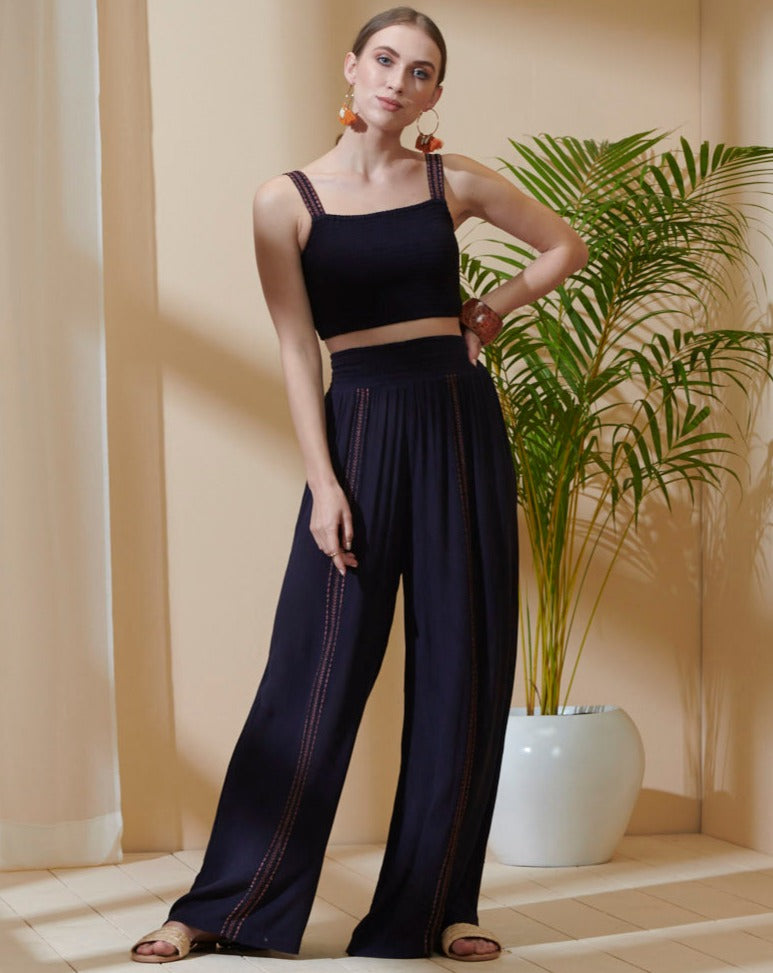 Navy Blue Crop Top