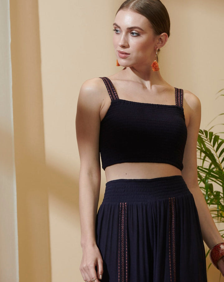 Navy Blue Crop Top