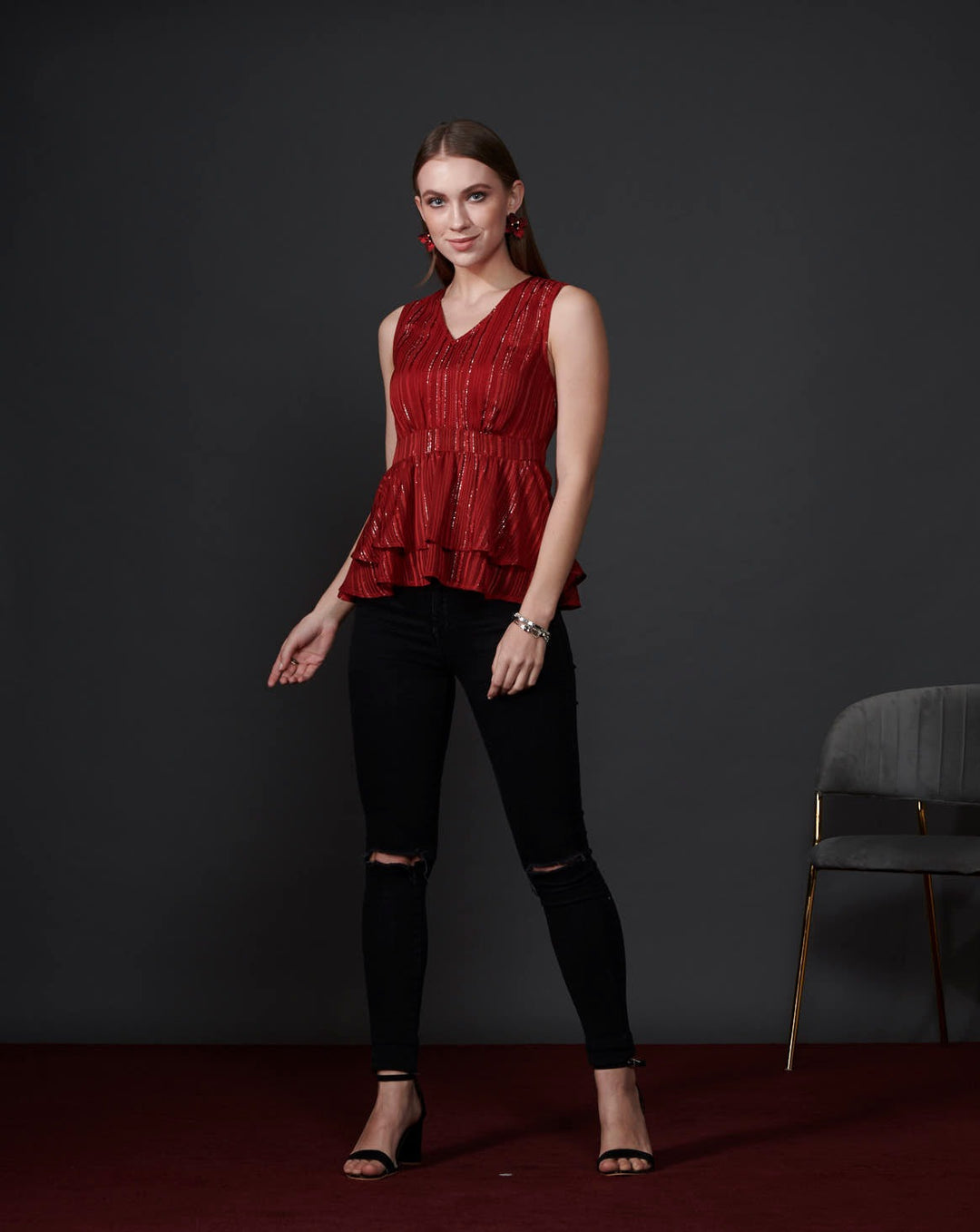 Red Peplum Top