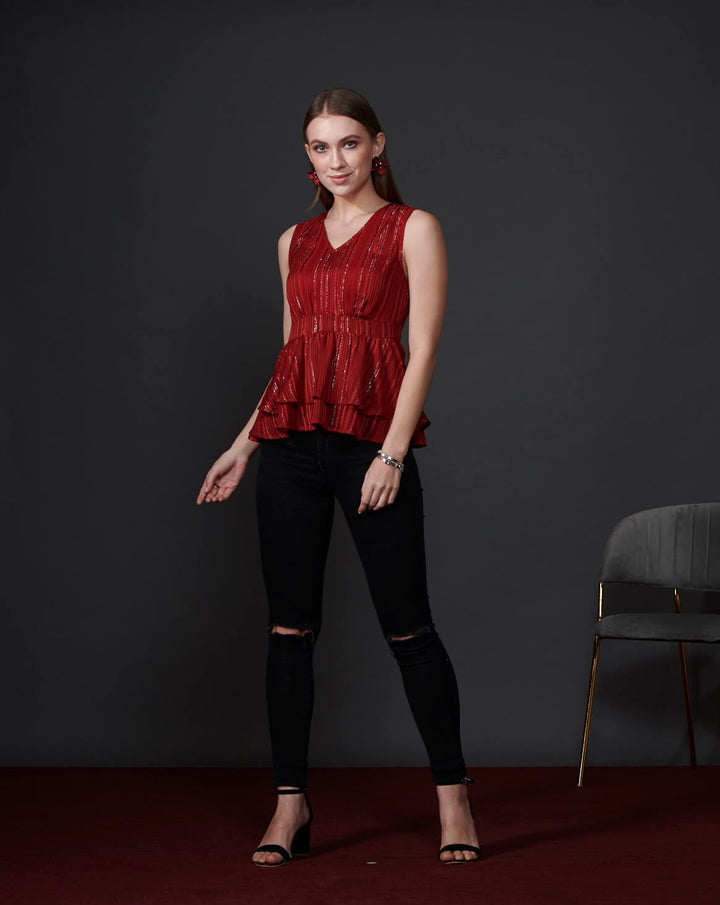 Red Peplum Top