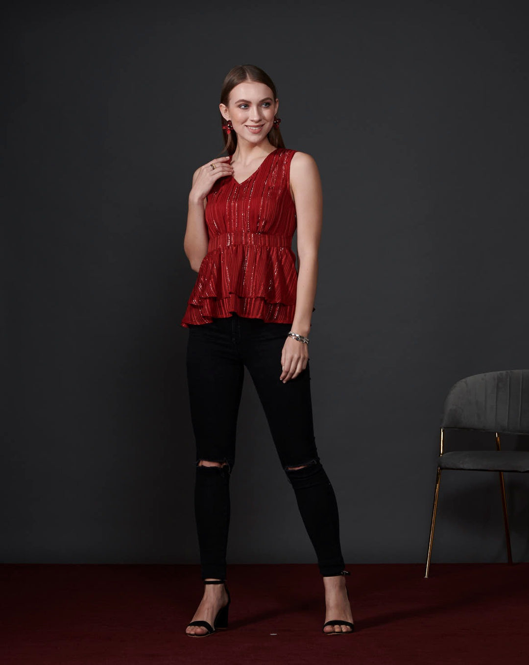 Red Peplum Top