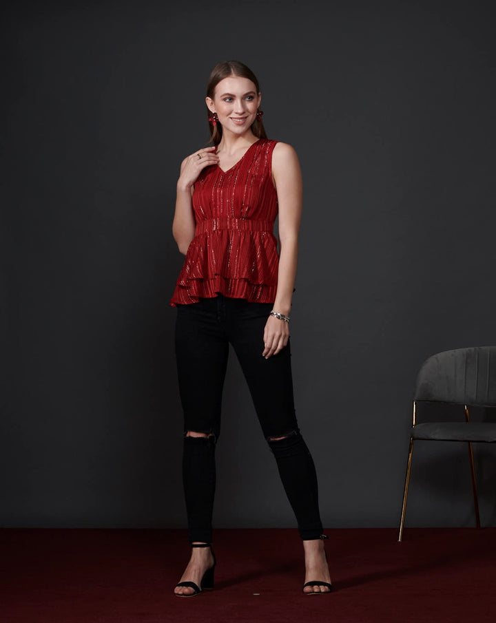 Red Peplum Top