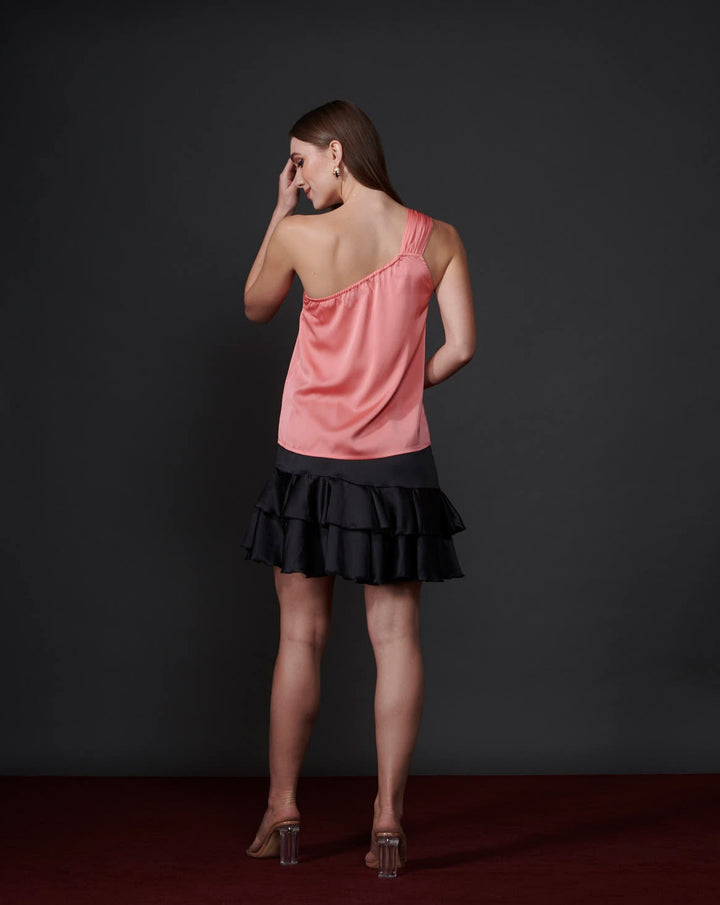 Black Satin Ruffle Skirt