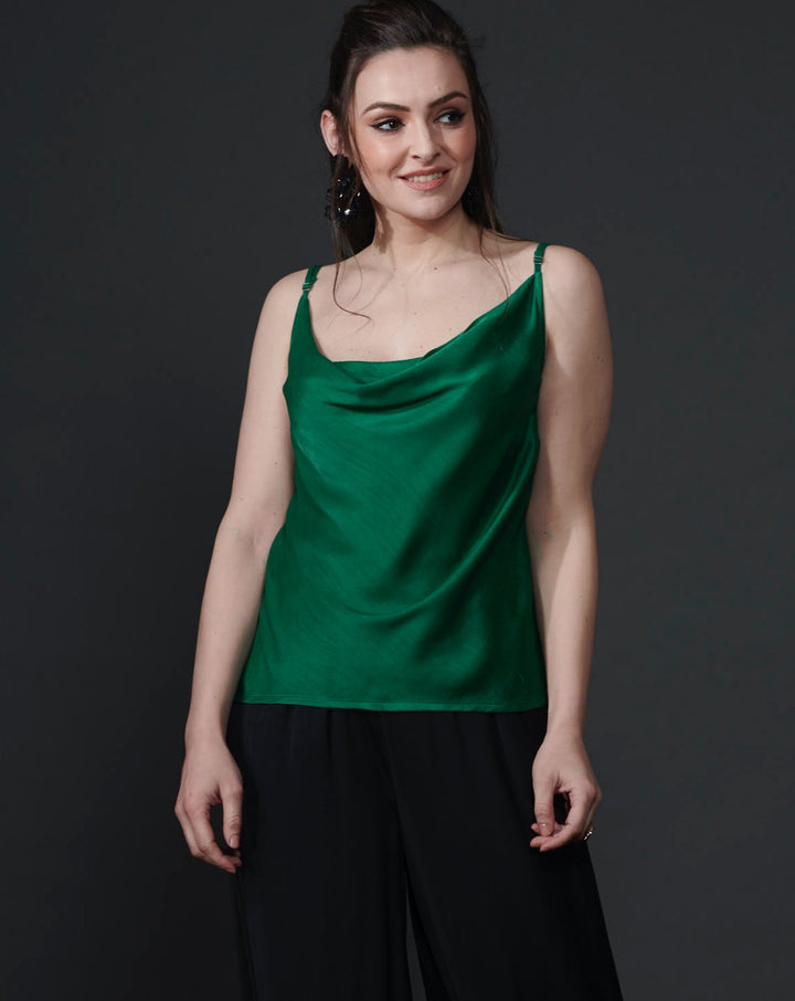 Emerald Cowl Top