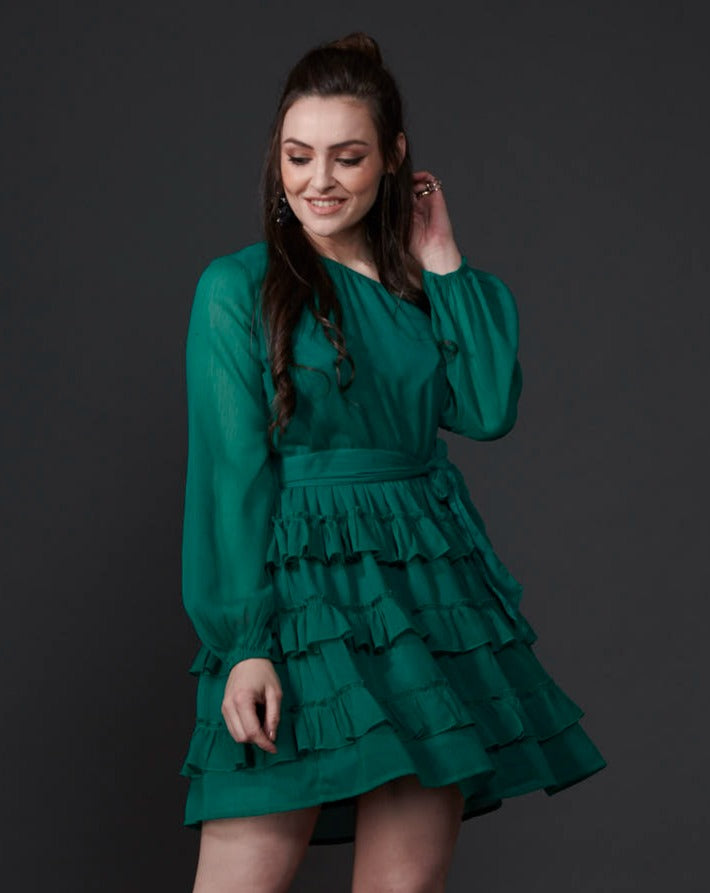 Emerald One-Shoulder Dress