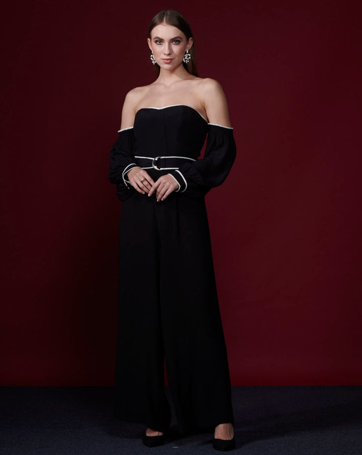 Black off shoulder jumpsuit
