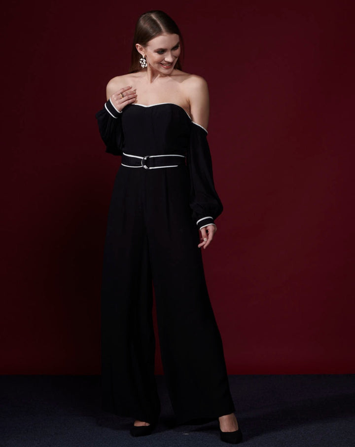 Black off shoulder jumpsuit