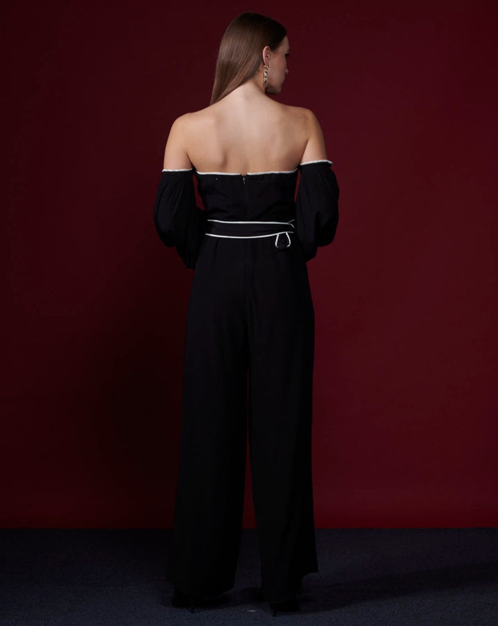Black off shoulder jumpsuit