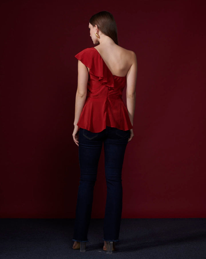Red One-Shoulder Top