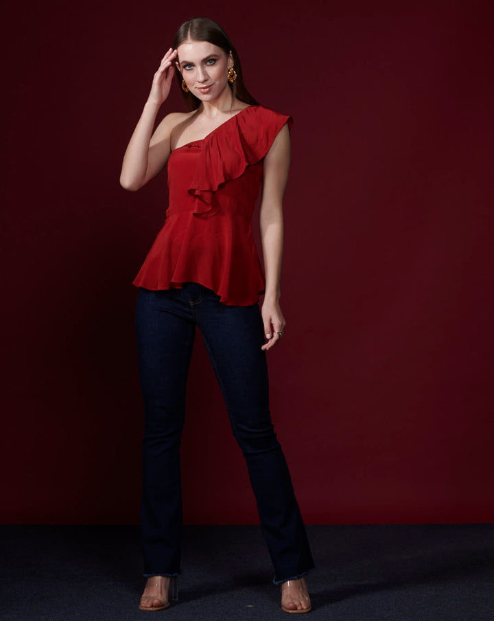 Red One-Shoulder Top