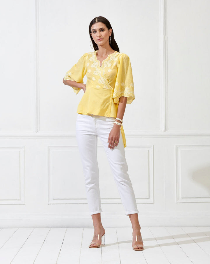 Yellow Wrap Top