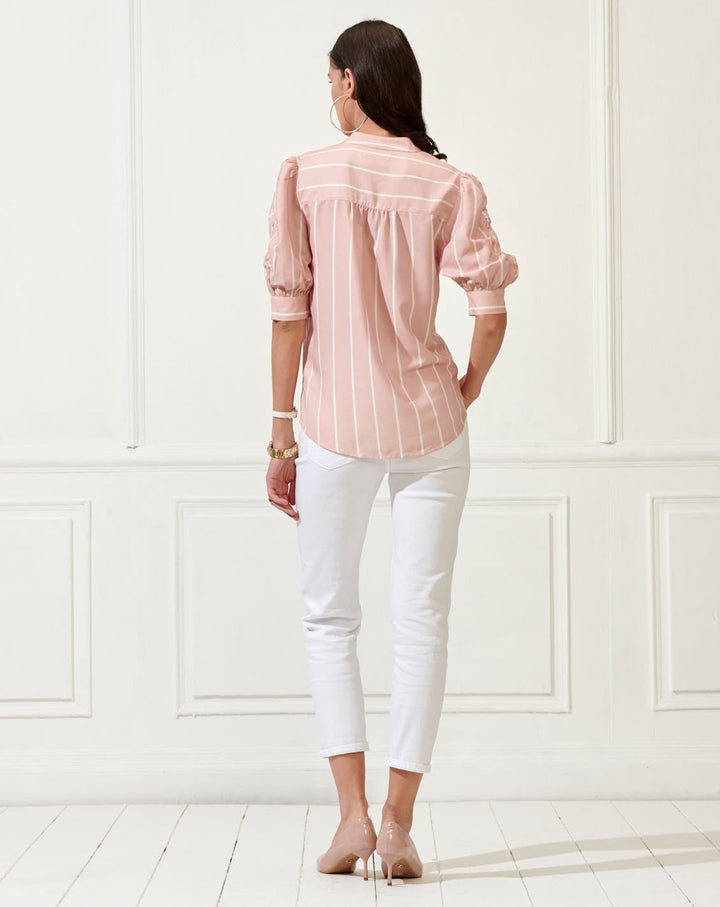 Salmon & White Striped Shirt