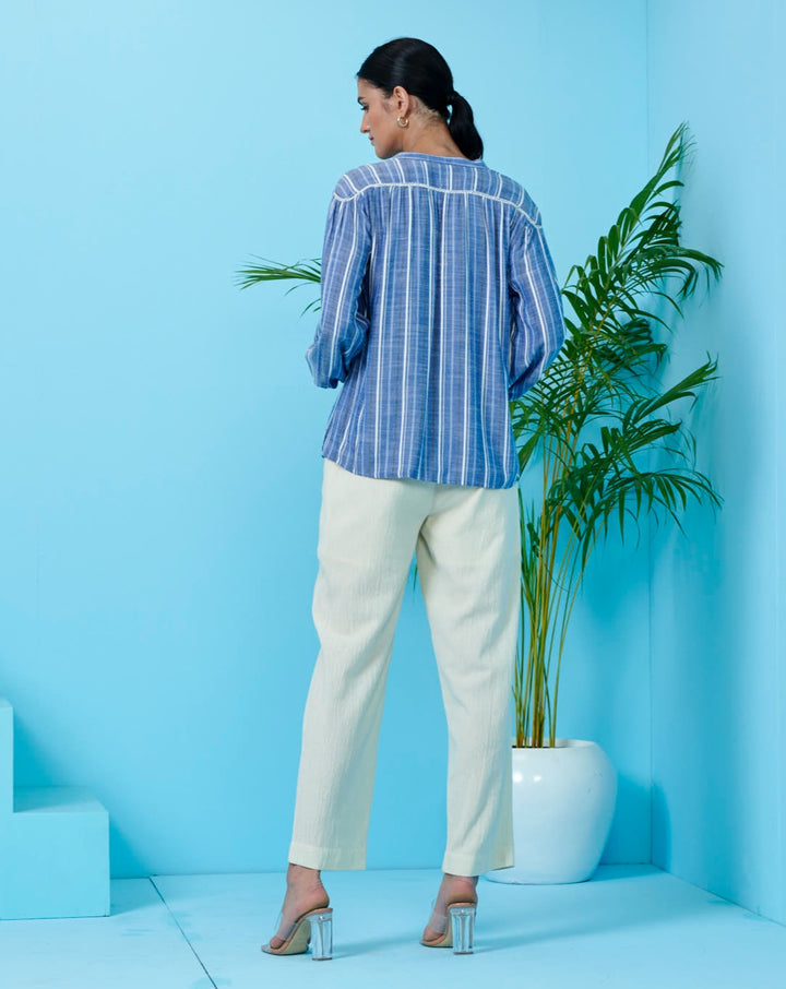 Blue & White Striped Top
