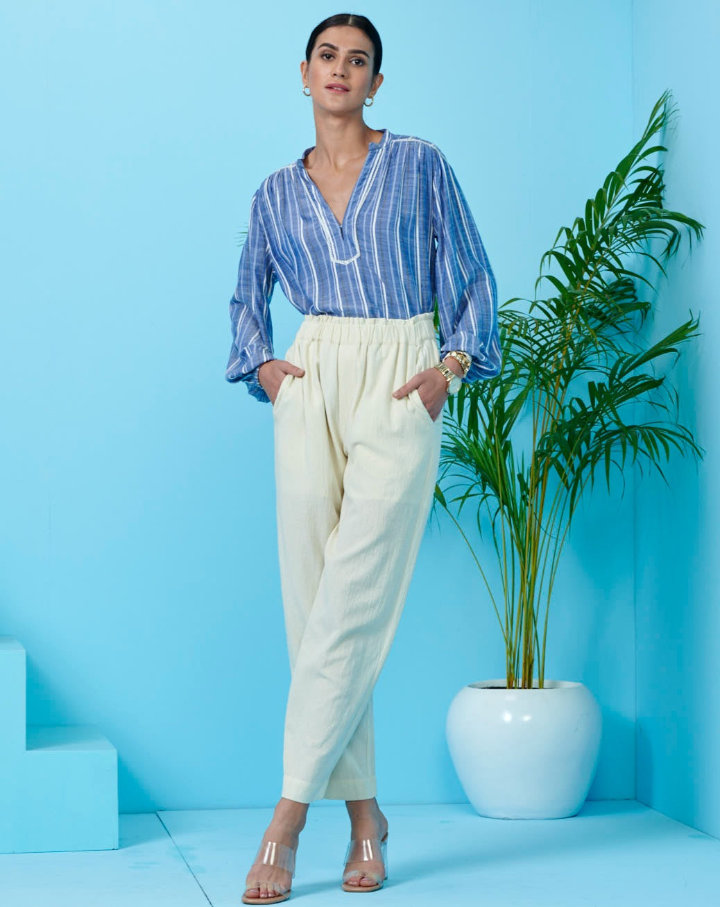 Blue & White Striped Top
