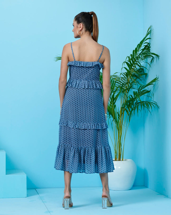 Blue Ruffle Maxi