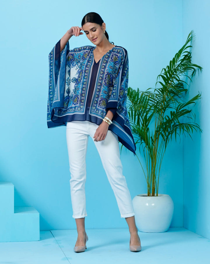 Cobalt Baroque Kimono Top