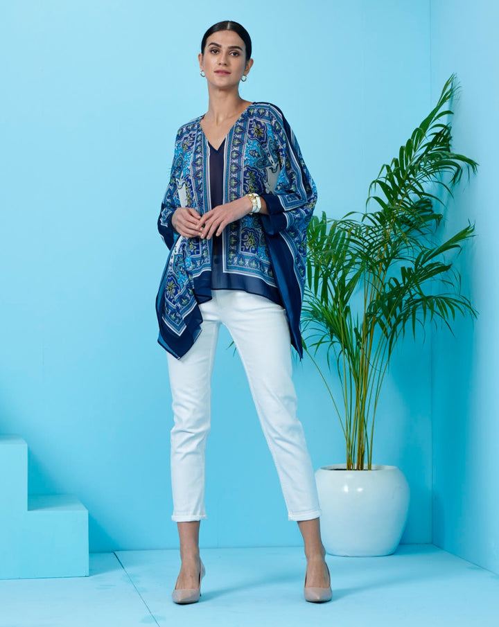 Cobalt Baroque Kimono Top