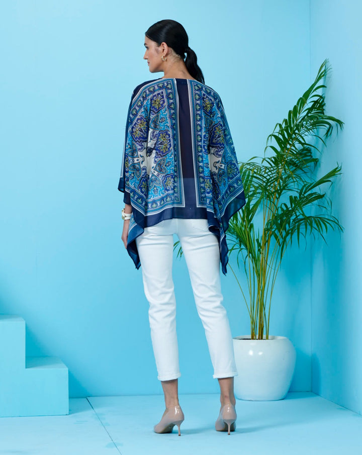 Cobalt Baroque Kimono Top