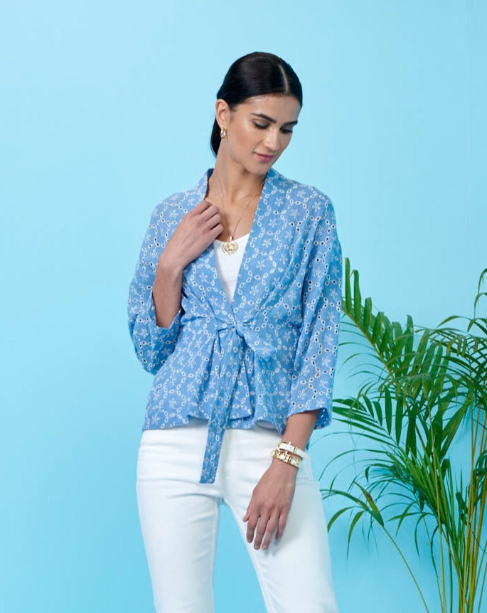 Blue Schiffli Jacket