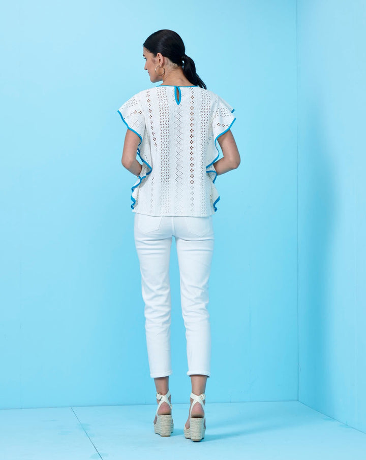 White Schiffli Top