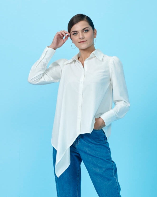 White Asymmetrical Shirt