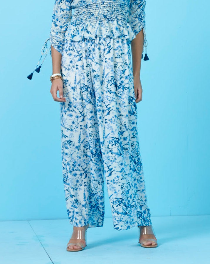 White Floral Pants