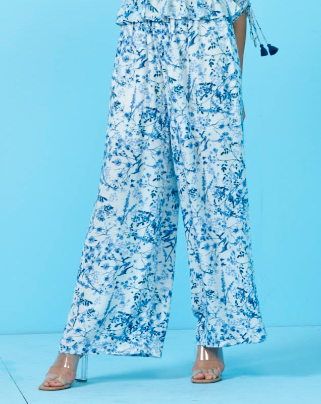 White Floral Pants