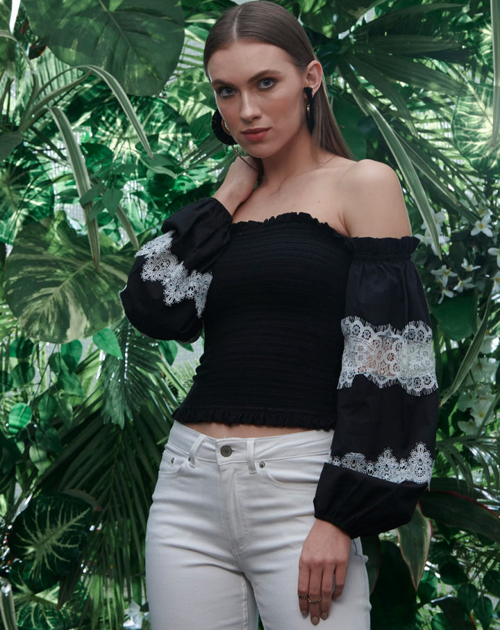 Lace Smocked Top