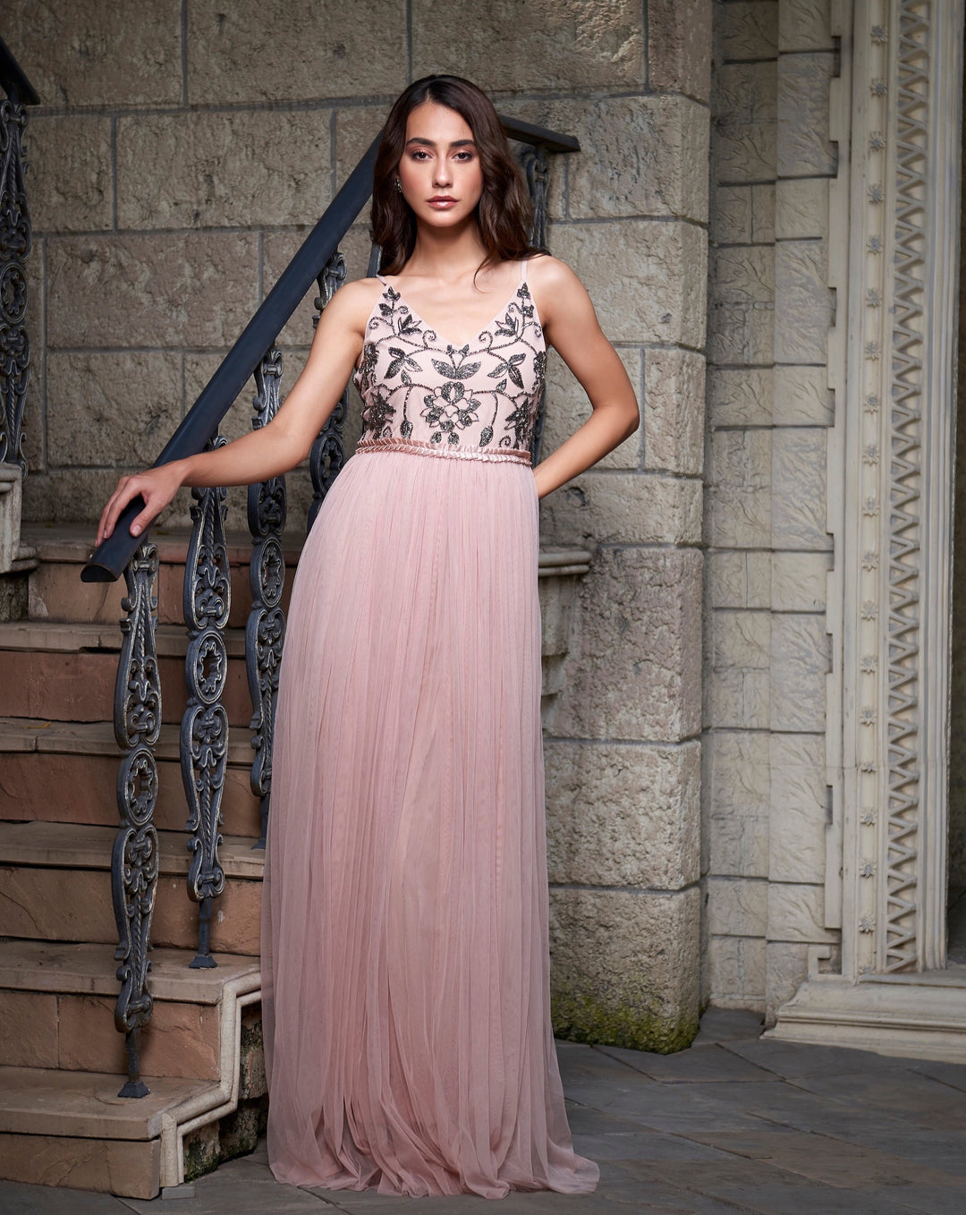 Ash Pink Net Gown