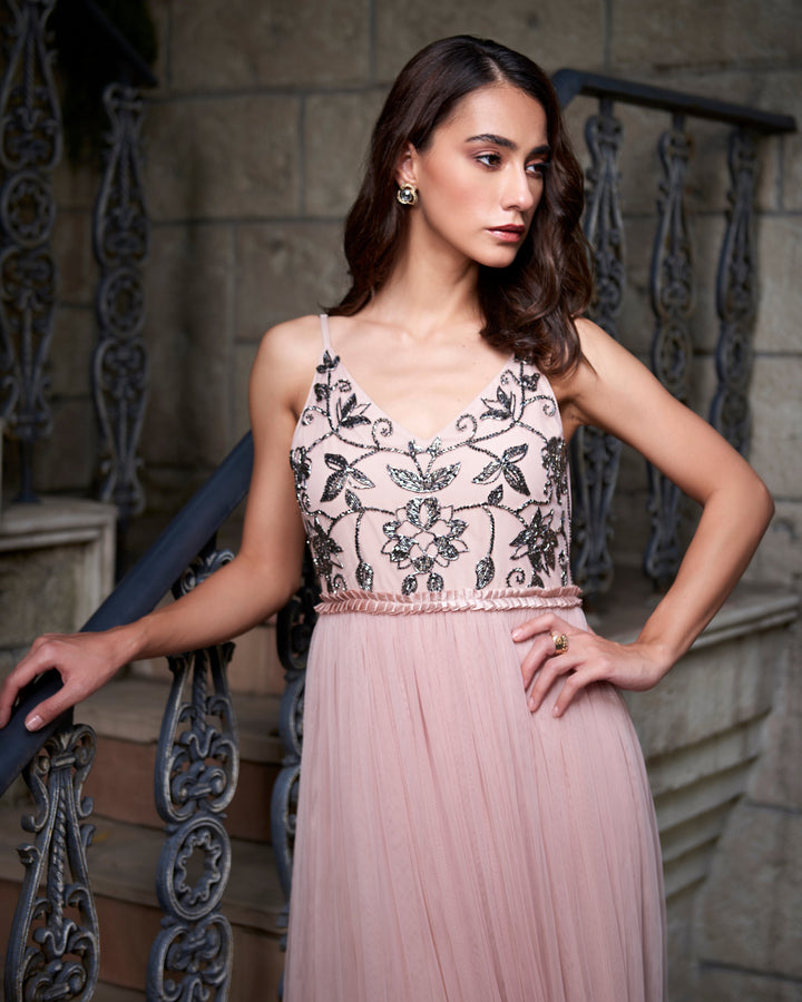 Ash Pink Net Gown