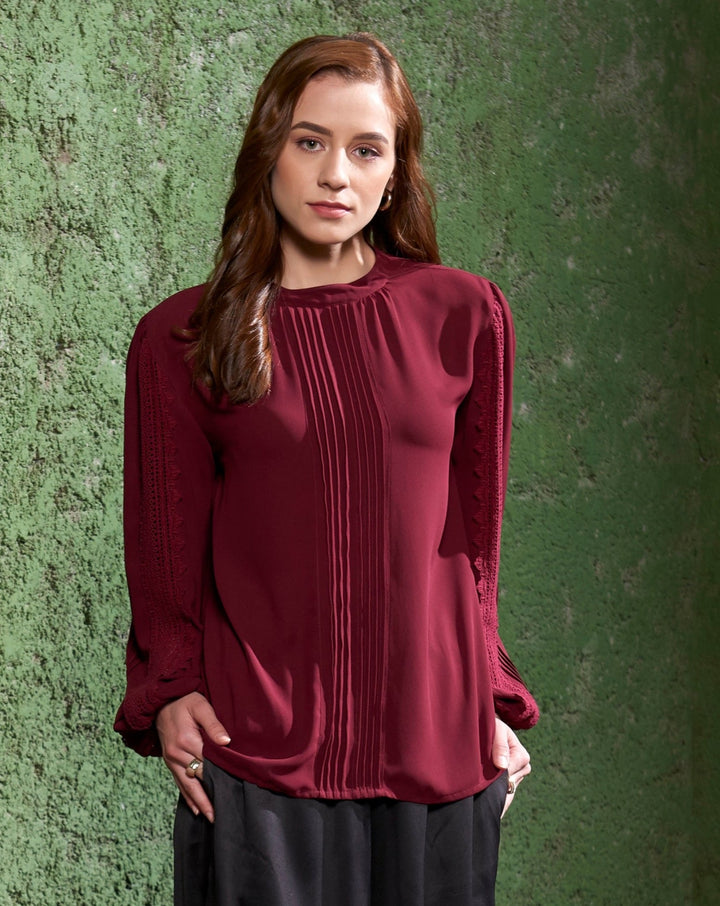 Maroon Lace Top