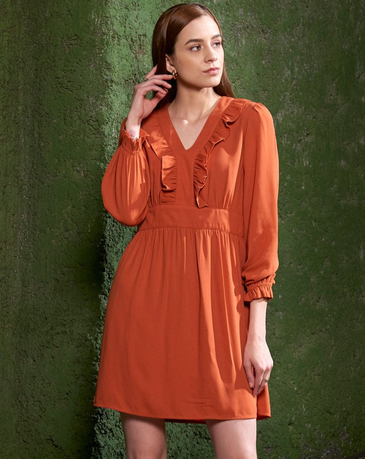 Rust Frills Dress