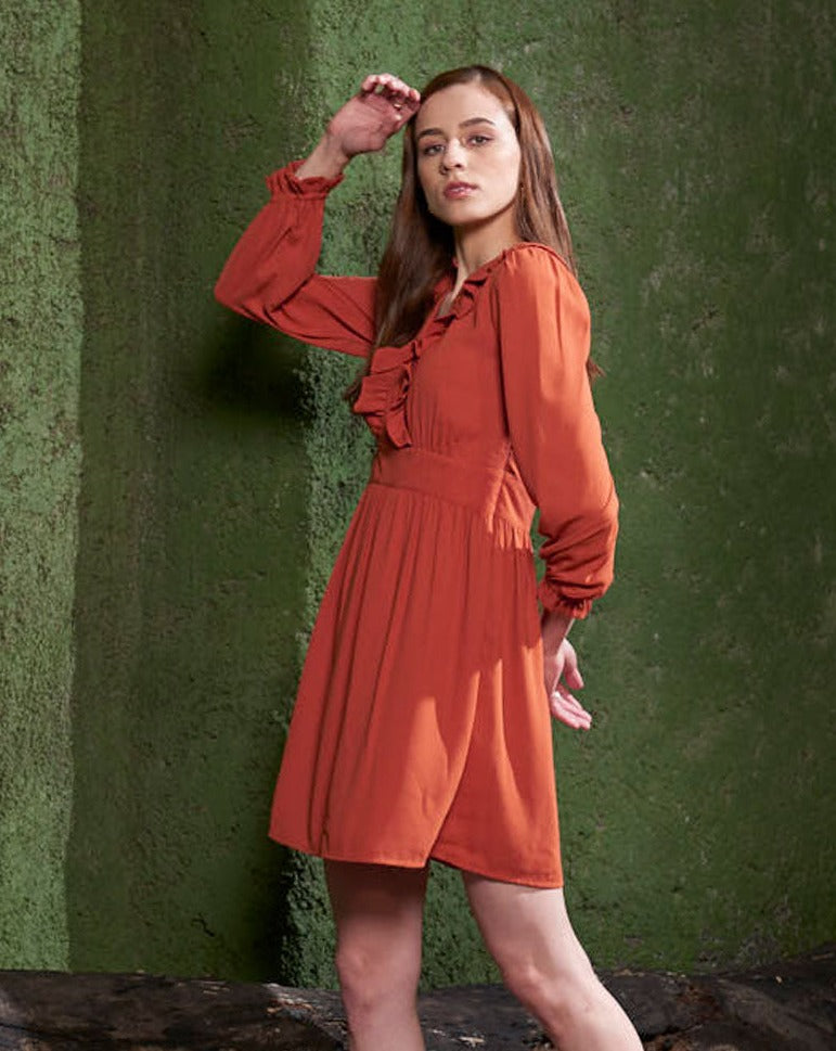 Rust Frills Dress