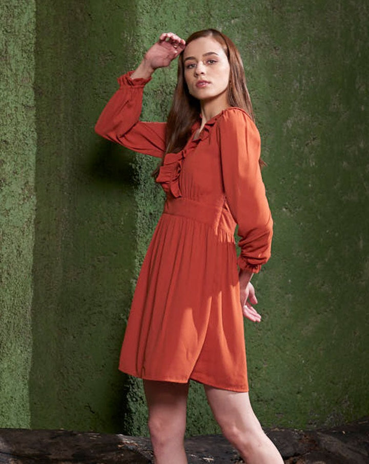 Rust Frills Dress