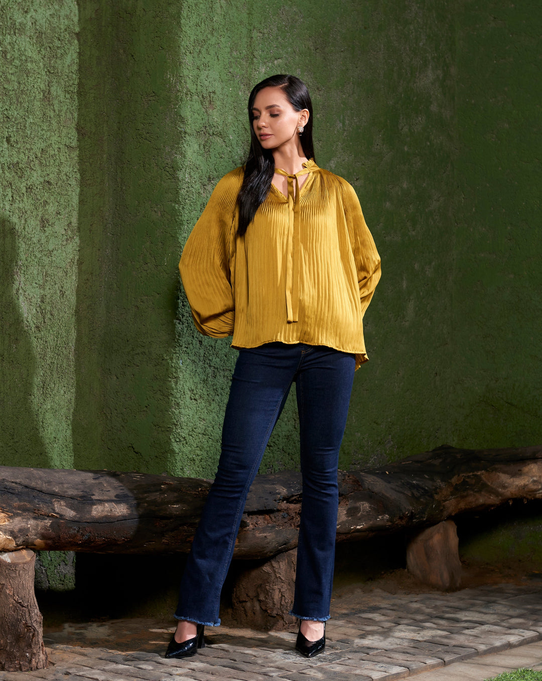 Gold Pleated Top