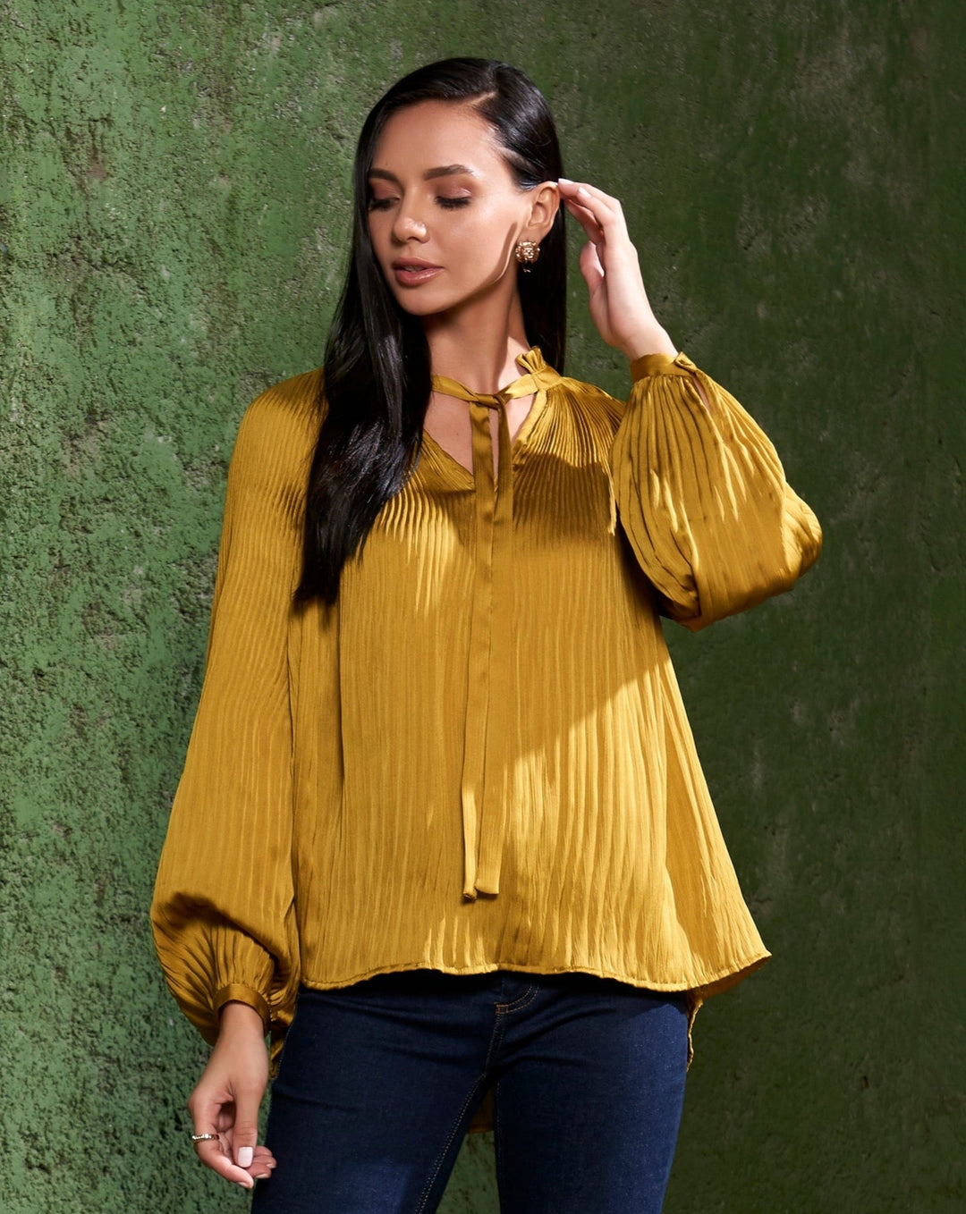 Gold Pleated Top