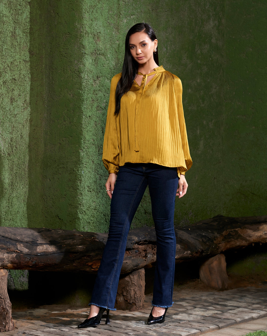 Gold Pleated Top