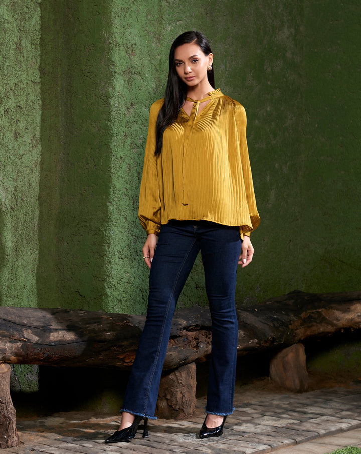 Gold Pleated Top