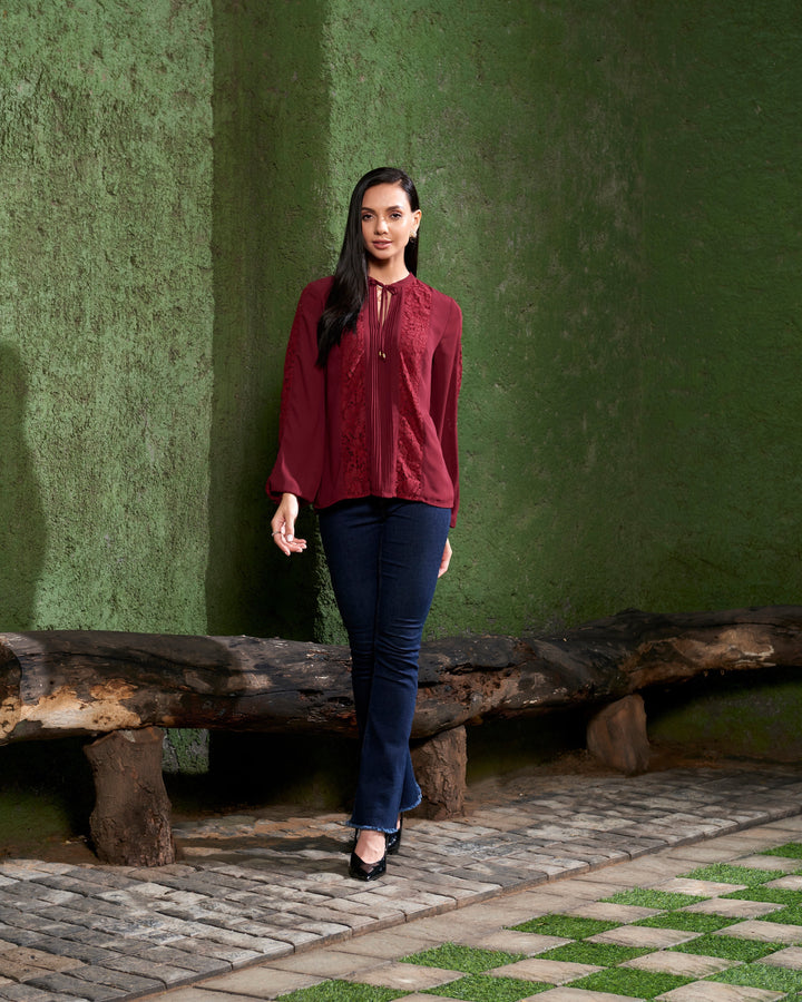 Mahogany Lace Top