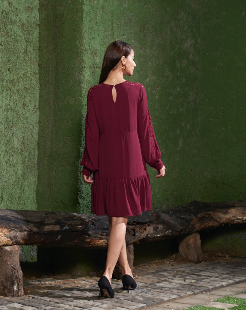 Burgundy Lace Dress