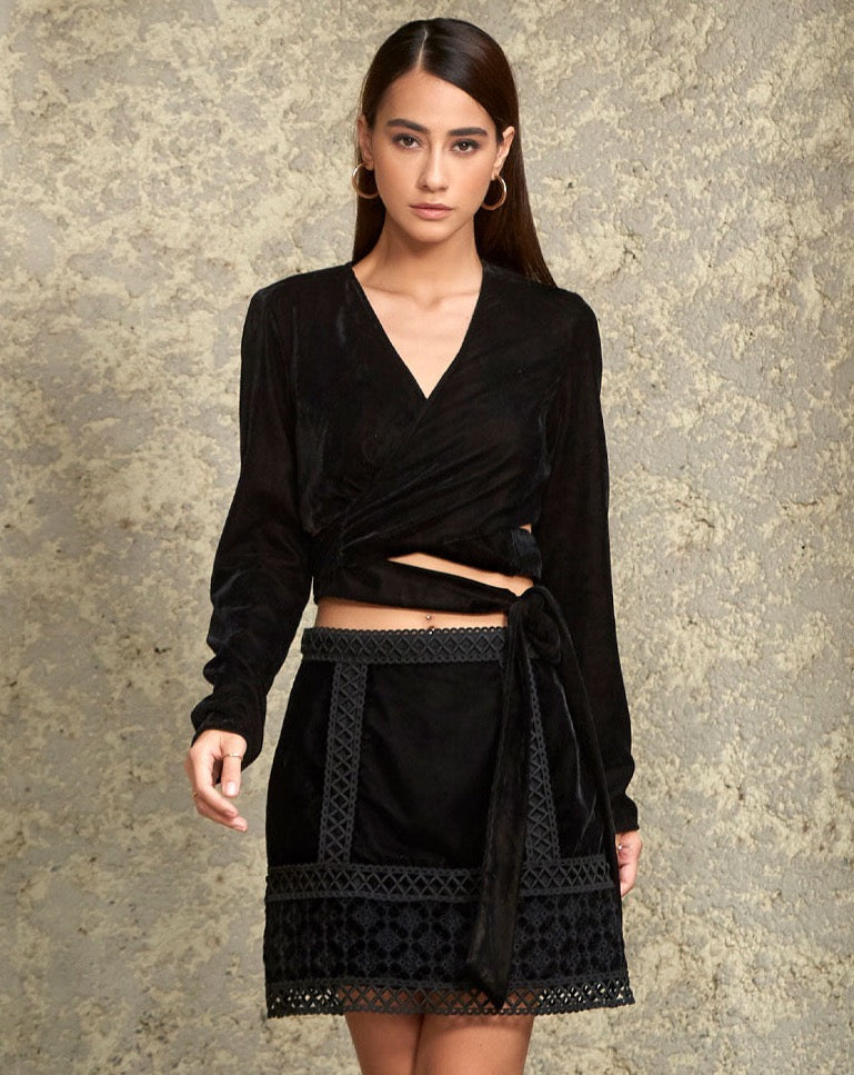 Velvet Wrap Top