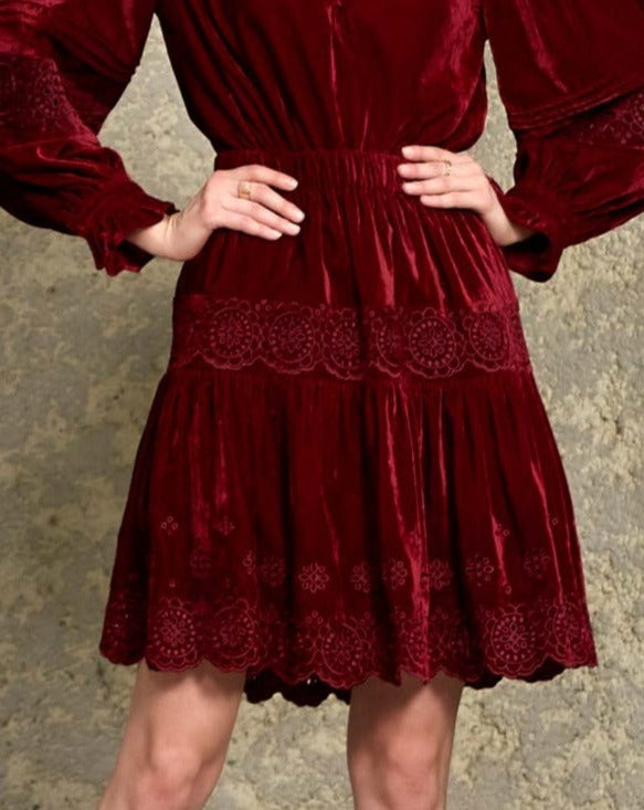 Burgundy Velvet Skirt