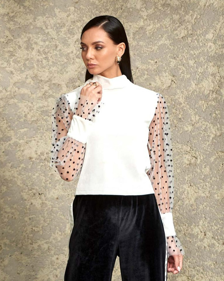 Polka Dot Velvet Top